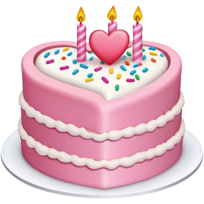 Coquette style, pink heart shaped layered birthday cake emoji