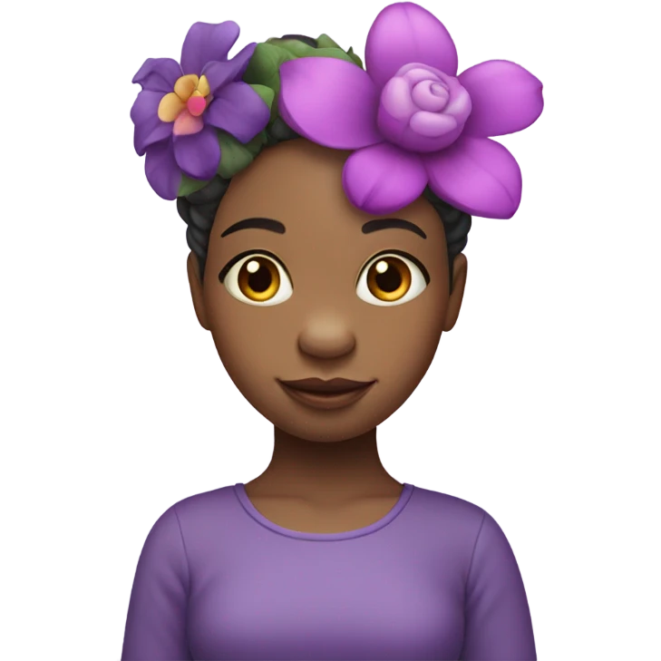 purple hippo girl with a flower on her head emoji