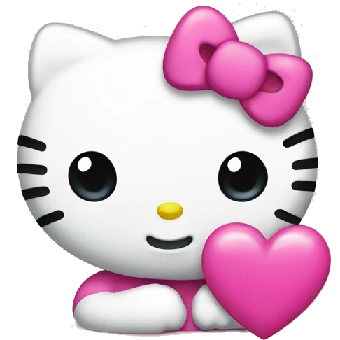 hello kitty with pink heart emoji