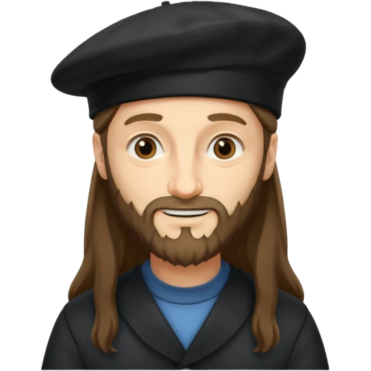 Leonardo da Vinci wear black berret hat emoji
