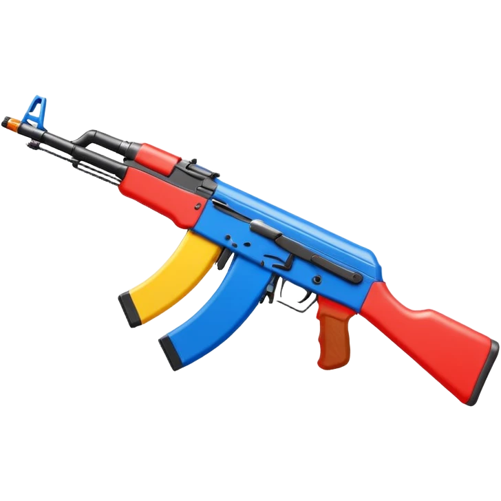 AK-47 assault rifle, simple and recognizable, bright colors, minimal detail emoji