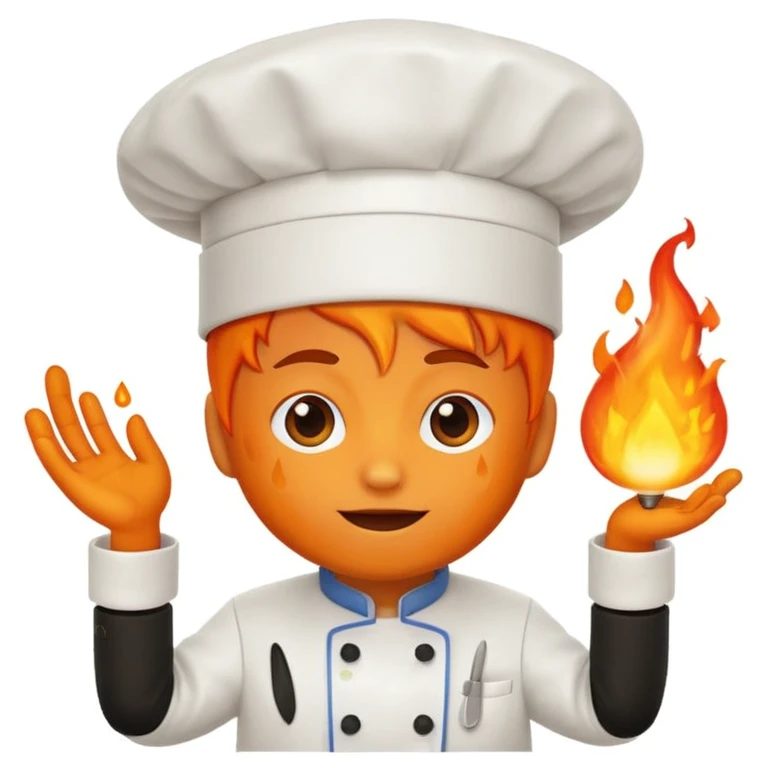 emoji mascotte goute enflammée en chef de cuisine emoji