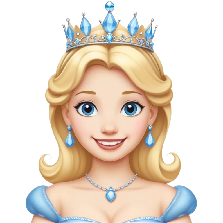 Princess Cinderella smiling with a tiara emoji