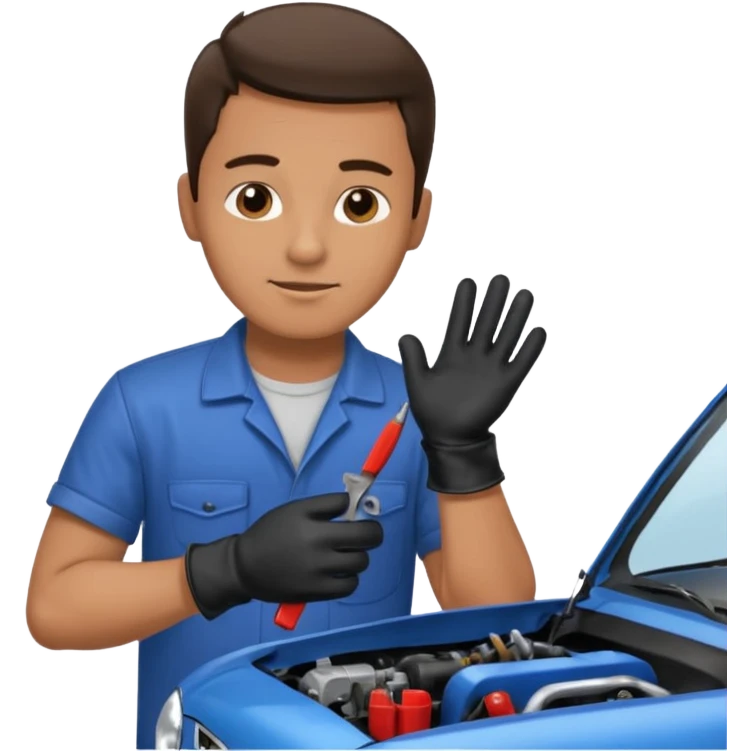 парень ремонтирует  машину emoji