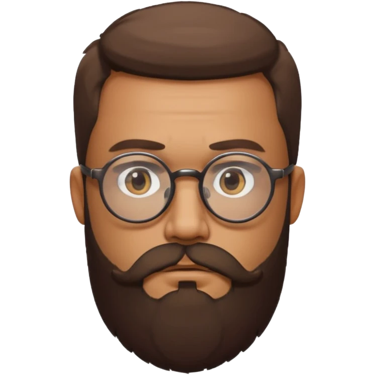 I need a simple emoji of a full bearded man with round glasses, serious expression emoji
