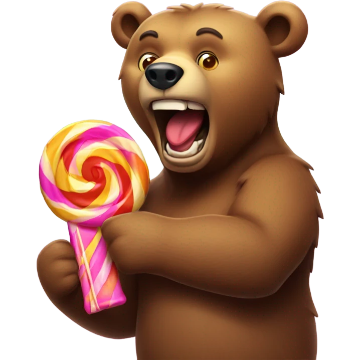 Bear with big candy in his mouth  emoji