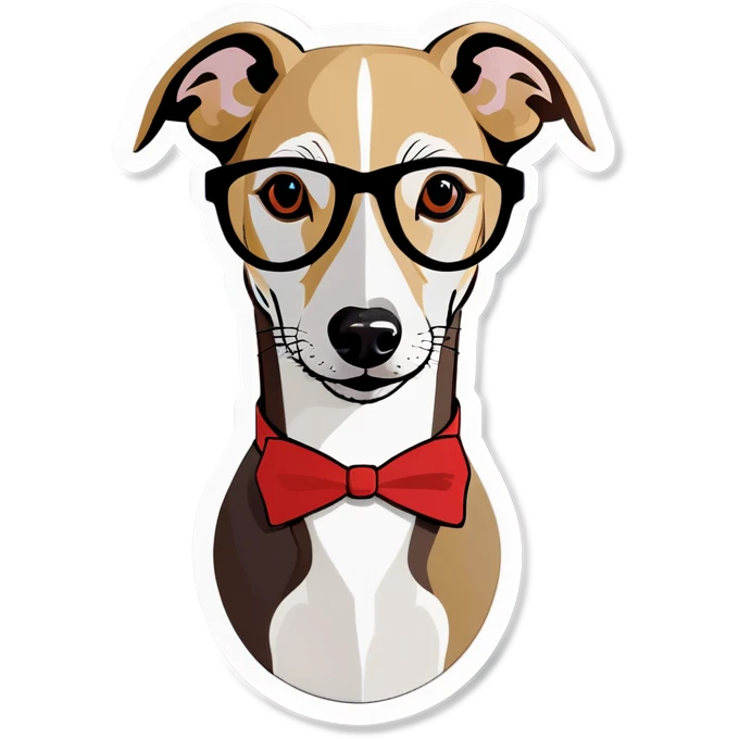 Whippet wears glasses emoji