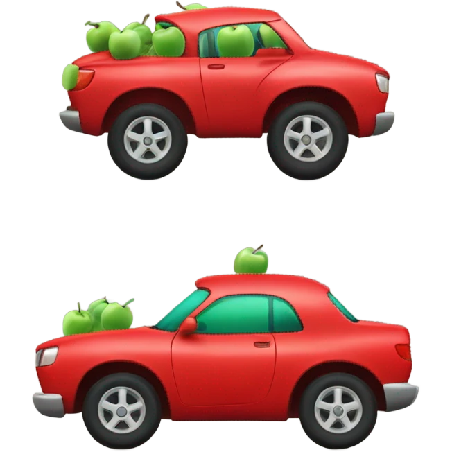 Car with apple tires  emoji