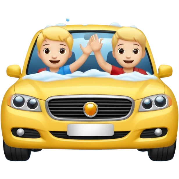 car wash with children playing with foam bubbles emoji