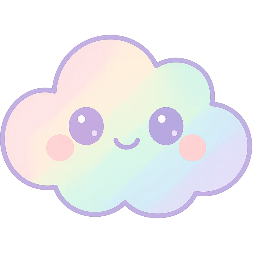 kawaii style smiling cloud, pastel colors emoji