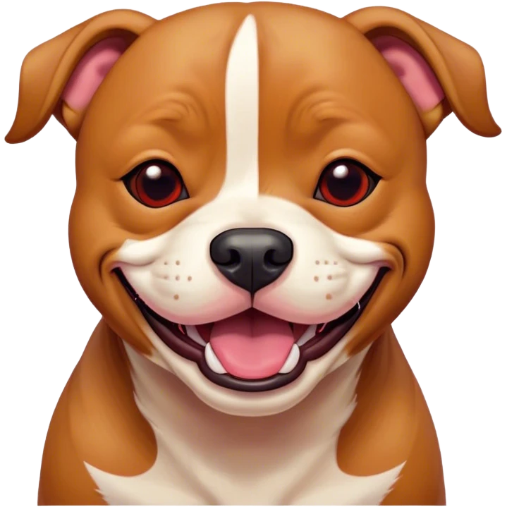 Cinematic Comical Red/Fawn Staffordshire Bull Terrier Portrait Emoji, Head tilted dramatically with an exaggeratedly amused expression, featuring a striking red/fawn Fur with bold white accents, wide, expressive dark eyes filled with playful disbelief, Simplified yet hilariously expressive features, highly detailed, glowing with a slightly sassy glow, high shine, dramatic yet playful, stylized with an air of cheeky mischief, bright and endearing, soft glowing outline, capturing the essence of a spirited and over-the-top guardian, so meme-worthy it feels like it could side-eye its way into internet fame instantly! emoji