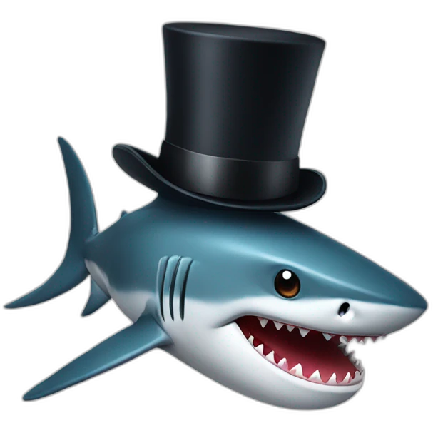 Shark with a top hat emoji