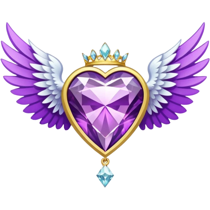 holy diamond emblem with white wings and purple diamond in the middle emoji
