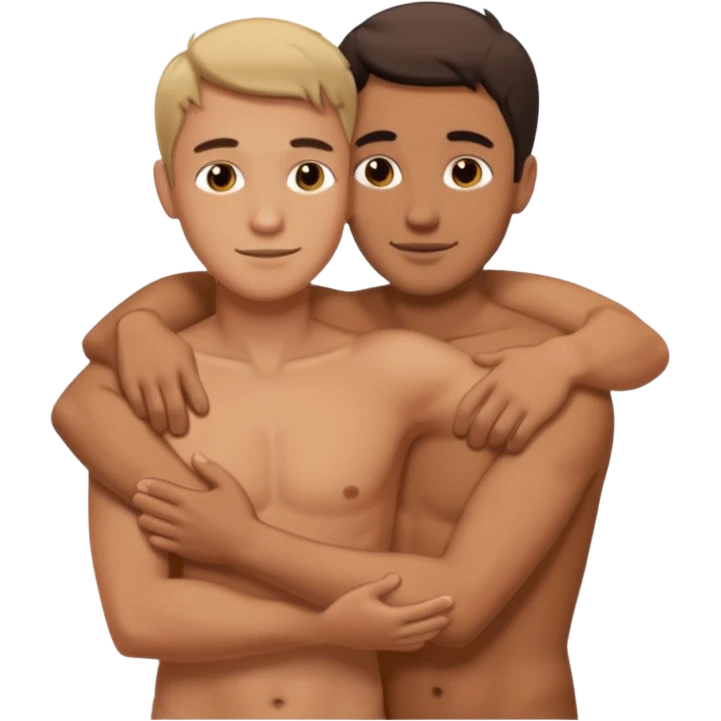 two guys naked and hugging  emoji