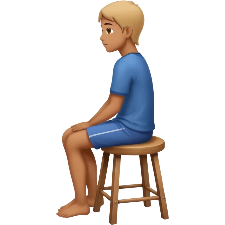 a person sitting on stool with full back head turn

 emoji