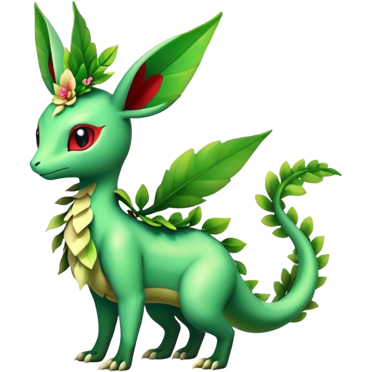 Shiny Flygon-Leafeon-Meganium-hybrid, full body emoji