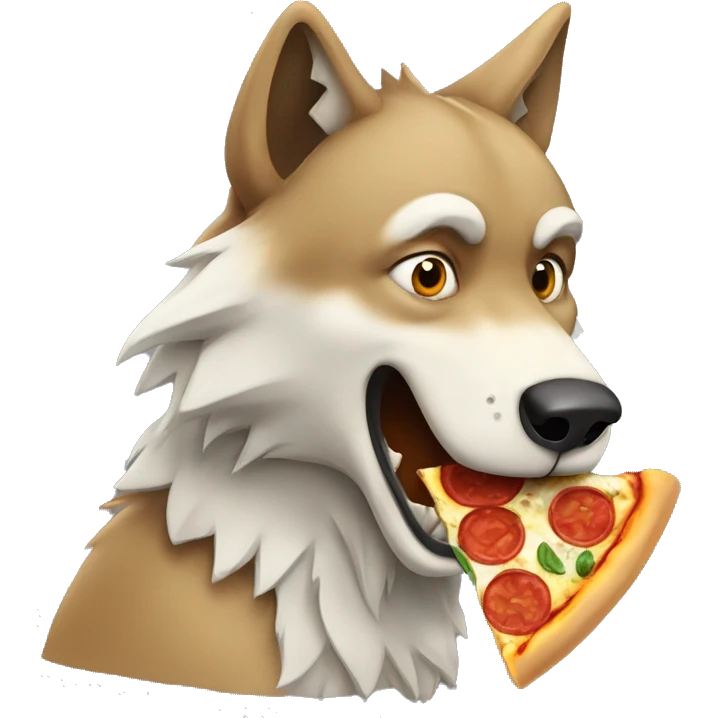 Wolf eating pizza emoji