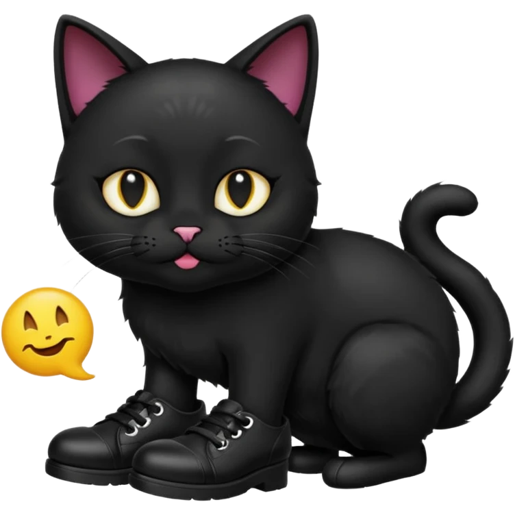 Black animal cat with nlack shoes and smellt emoji emoji