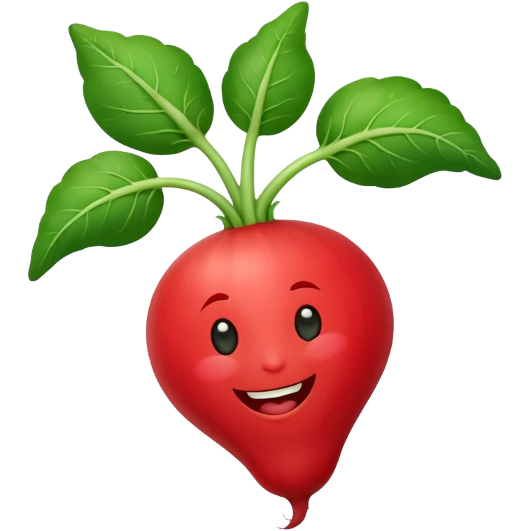 A laughing radish emoji