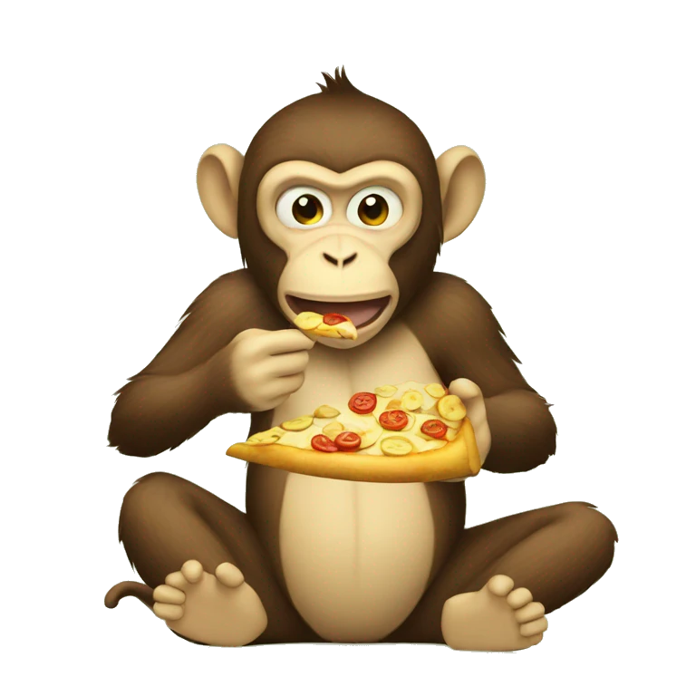 Monkey eating banana pizza throwing  emoji