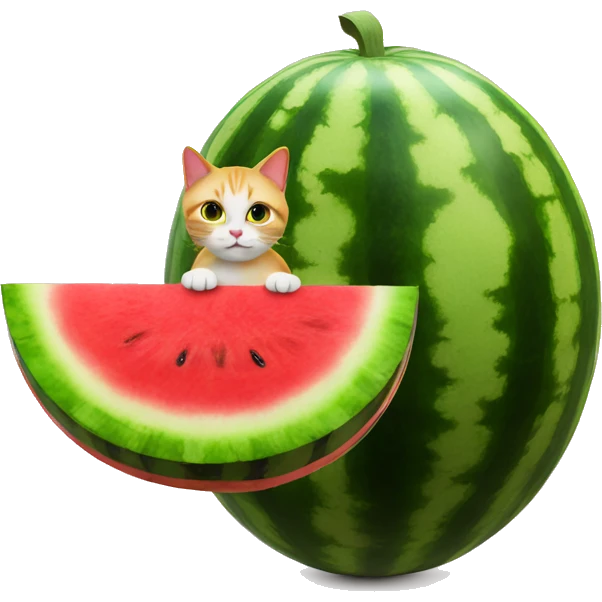 big watermelon then the cat on top of watermelon emoji