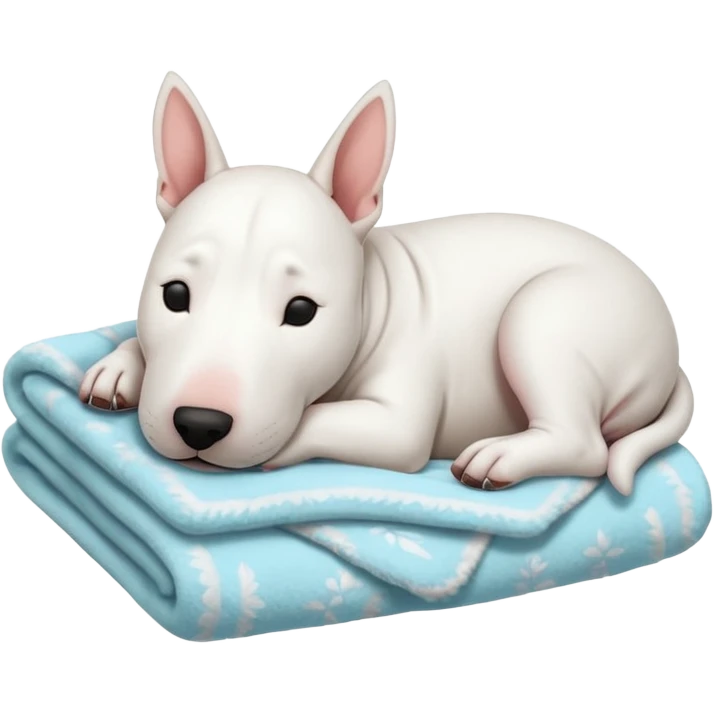 bull terrier sleeping cozy with blanket emoji
