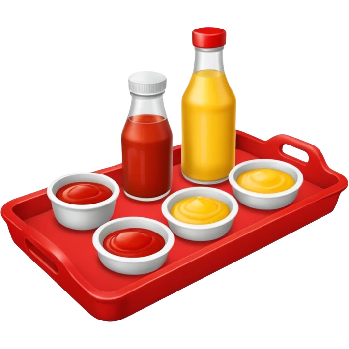 a small tray have 2 sides, ketchup and mustard emoji