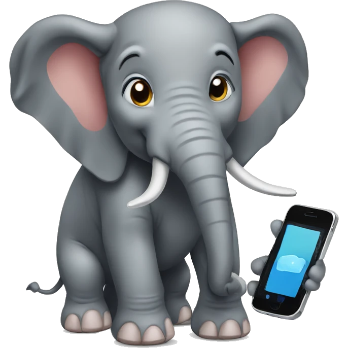 Elephant using phone emoji