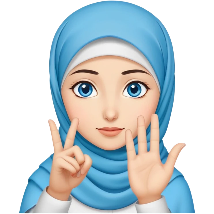Turkish beautiful finish Konya girl blue eyes with hijab and saying no with hand gesture emoji