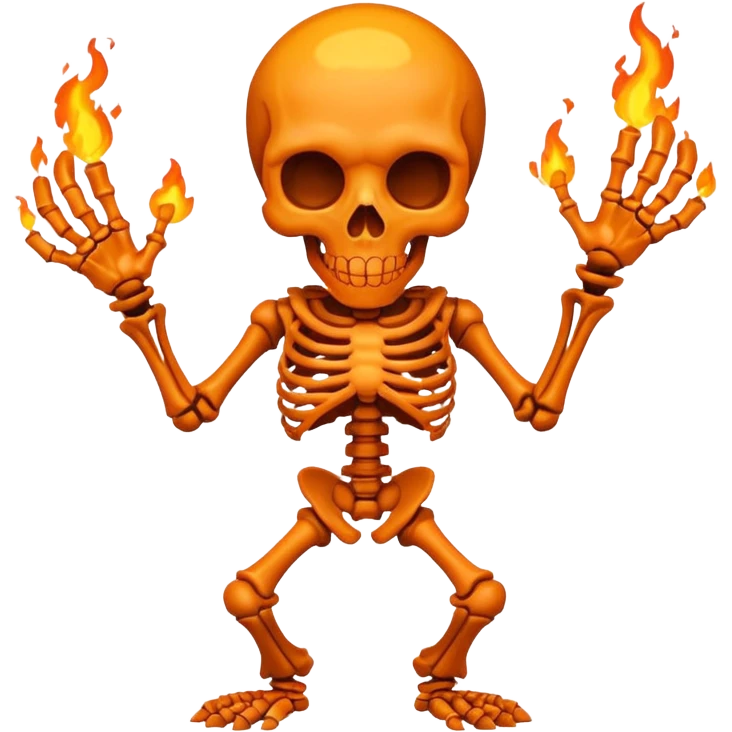 creame un emote de la skin Inferno Skeleton Balvin de fortnite, es naranja la skin emoji