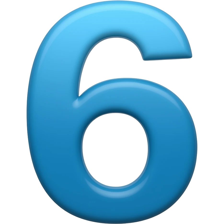 number 6 blue color emoji