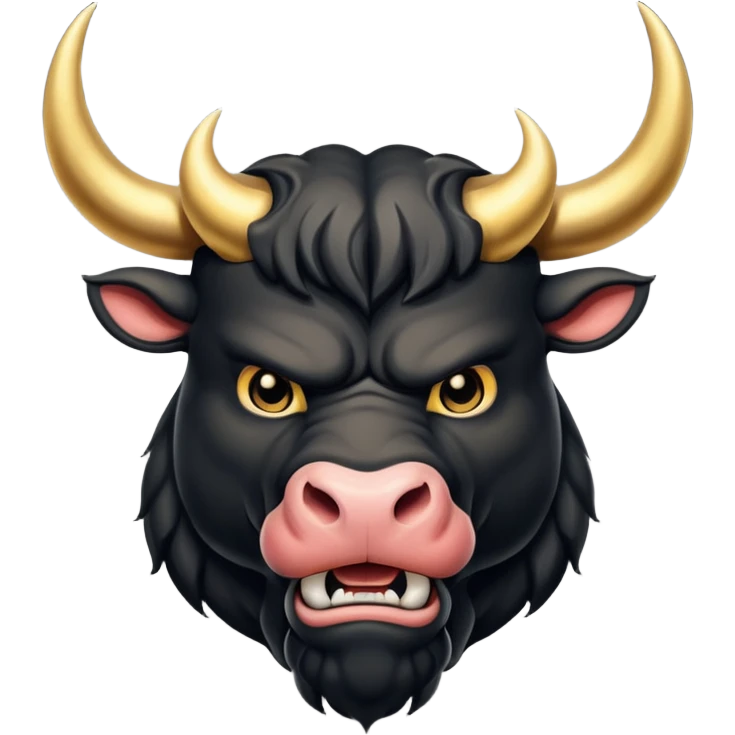 black angry powerful bull with golden horns emoji emoji