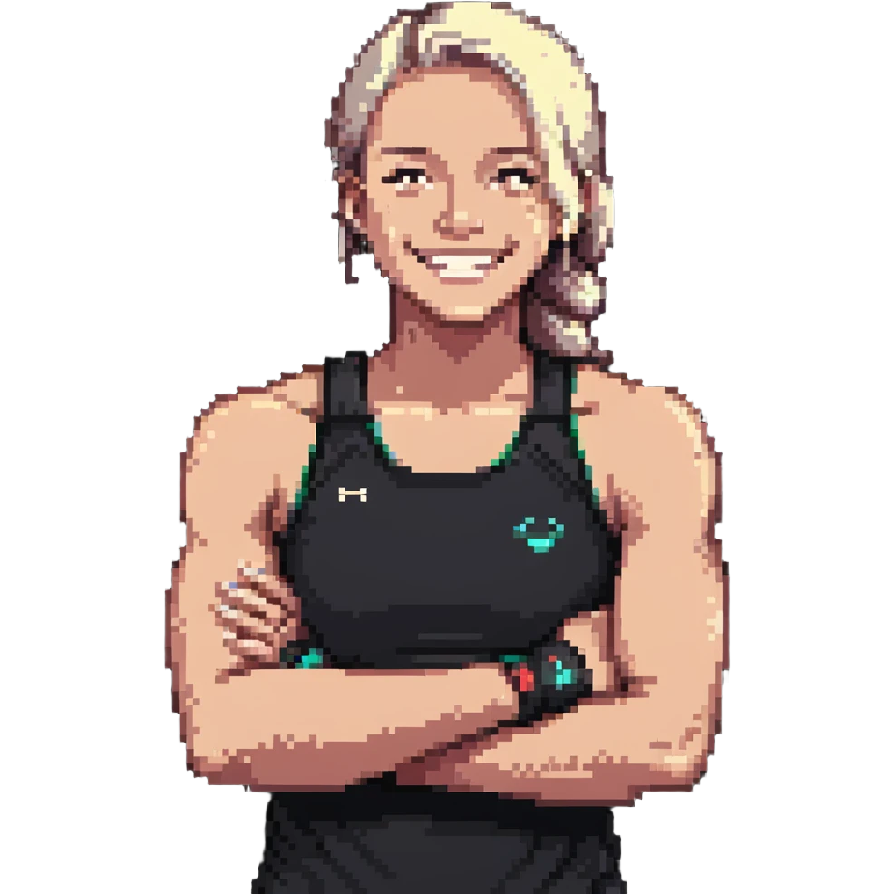 athlete with sore muscles but smiling emoji
