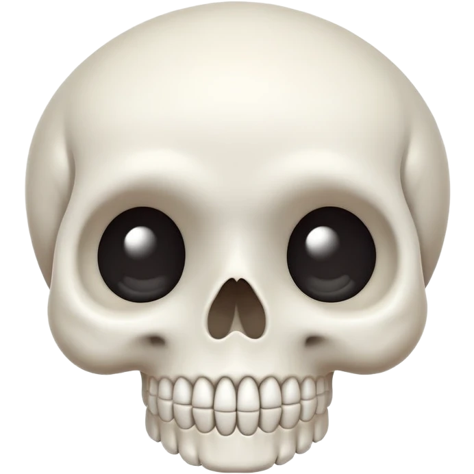 A cute, white-colored skull with soft, rounded features and a friendly expression, looking whimsical not frightening emoji