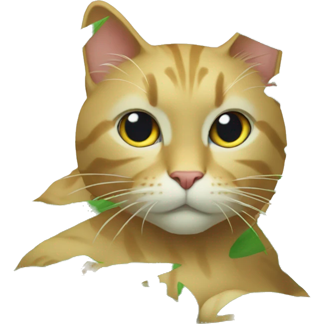 The cat is crouching in the bushes emoji