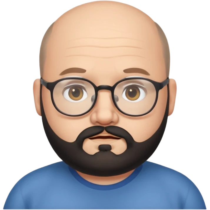 balding, chubby face, with glasses and black beard emoji