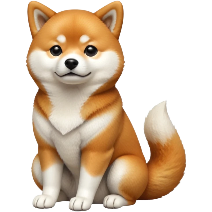 cinematic-[shiba inu]-realistic-full-body-sitting-emoji,-tail-resting-loosely-beside-its-paws,-head-tilted-dramatically, -fluffy-[orange white]-fur,-simplified-yet-realistic-focused-features,-highly-detailed,-glowing-with-an-almost-sarcastic-glow emoji
