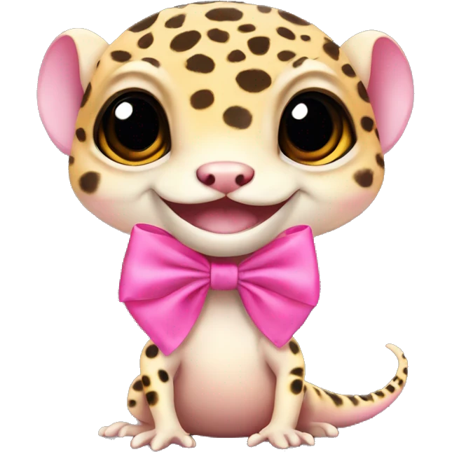 Leopard gecko with pink bow emoji
