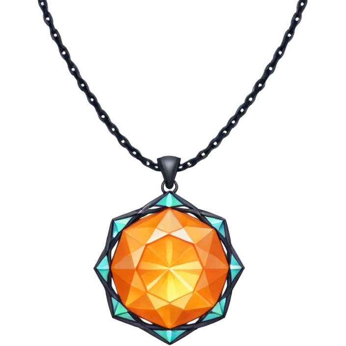 Fantasy Magic Orange Necklace Diamonds Low Poly emoji
