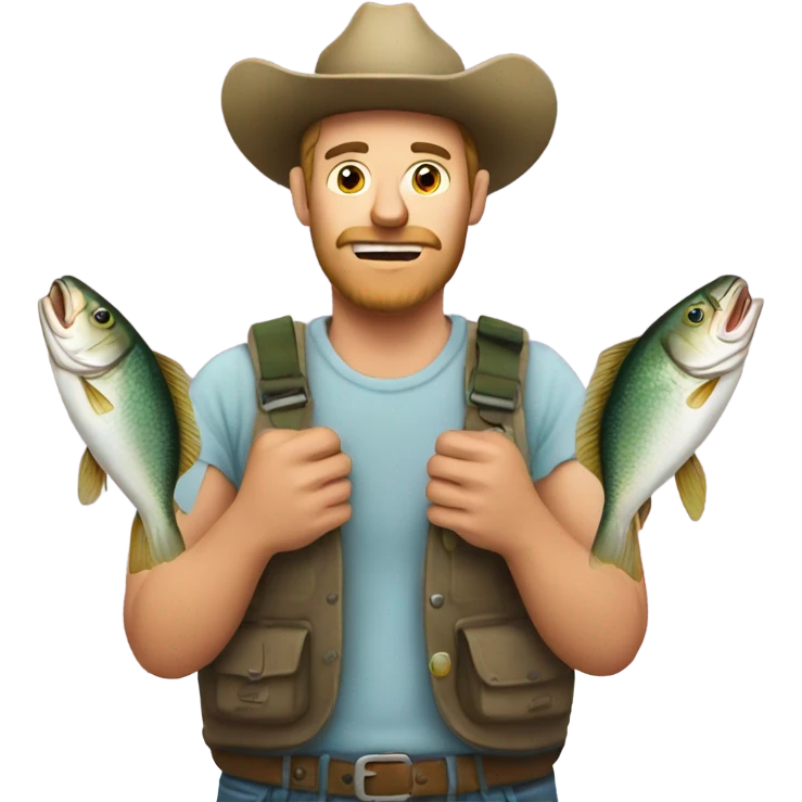 Redneck with fish in hands emoji