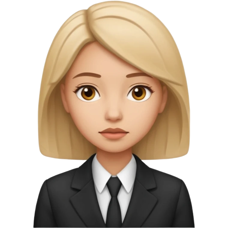 сделай молодую девушку в деловом костюме которая задумалась над чем-то  emoji