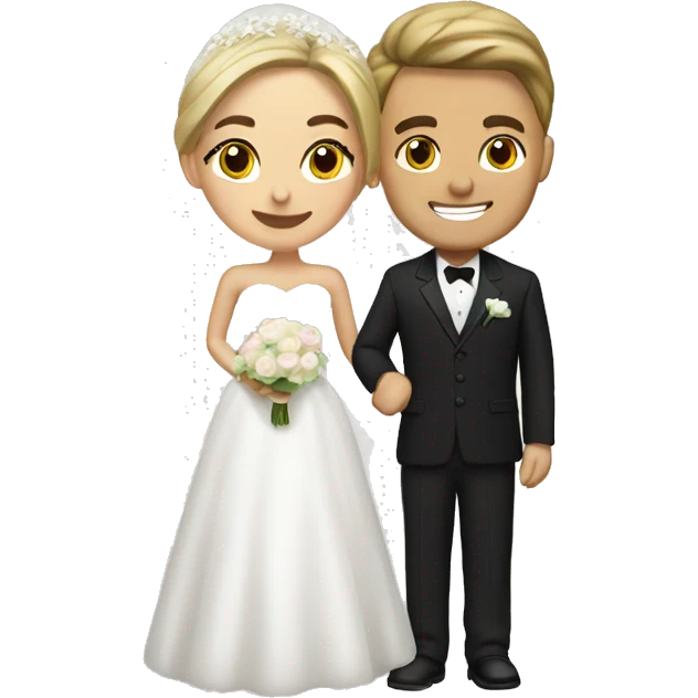 Brunette bride with blonde groom emoji