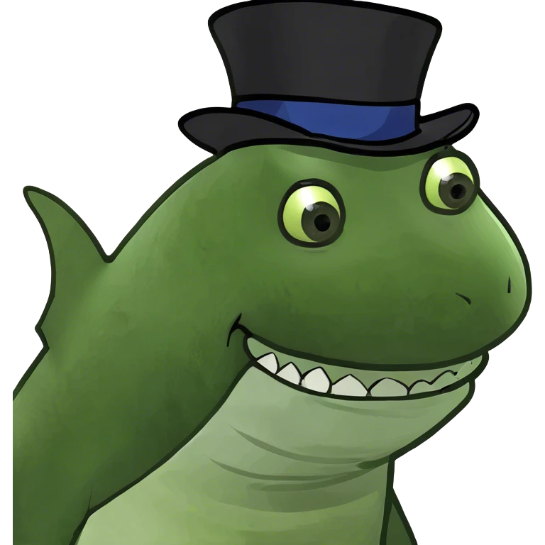 Shark with a top hat emoji