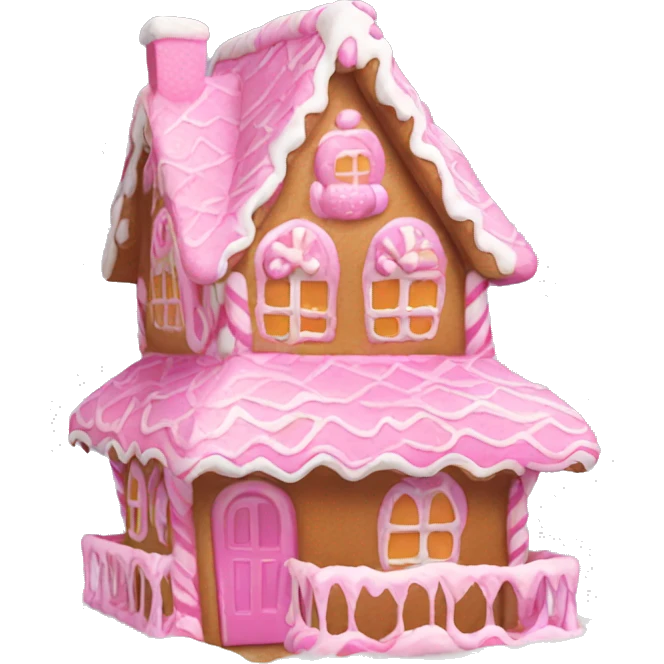 Pink gingerbread house emoji