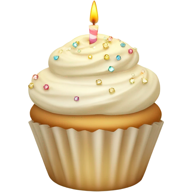 Total White beige cupcake with sparkler candles emoji