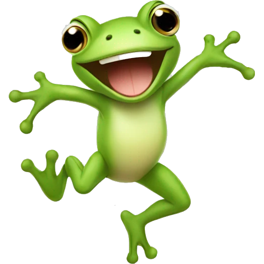 Happy cute frog jumping  emoji