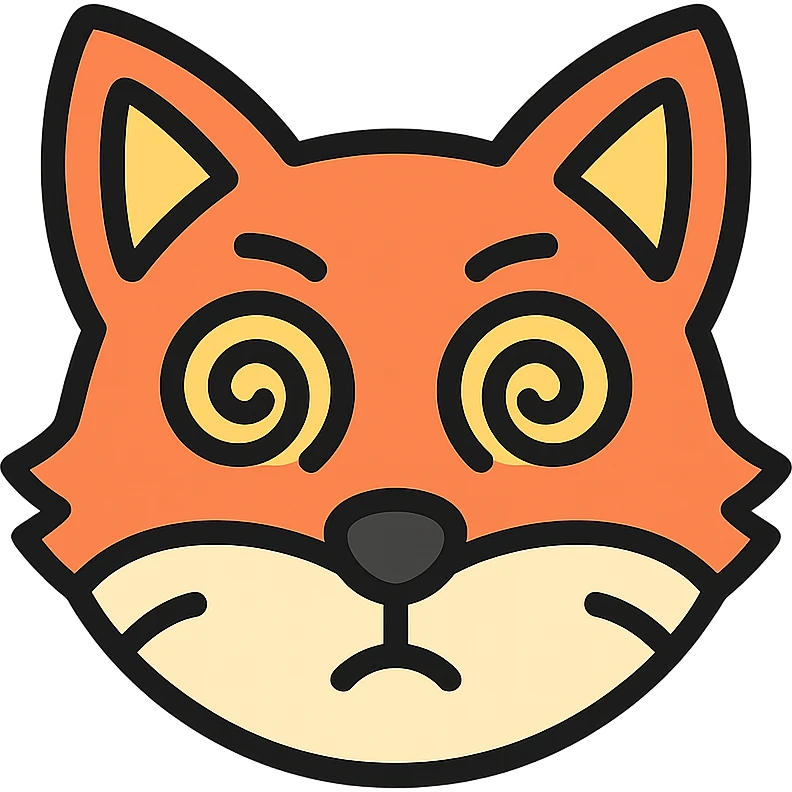 dizzy fox with spiral eyes, no background emoji