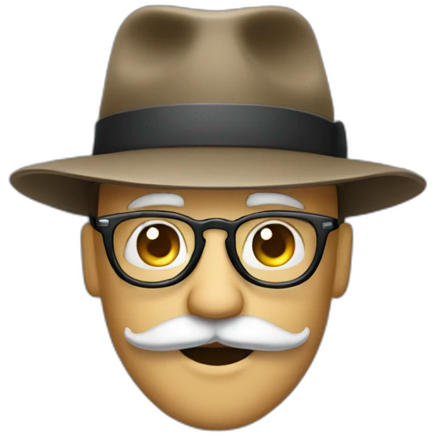 glasses and mustache man wearing a wiatch hat  emoji