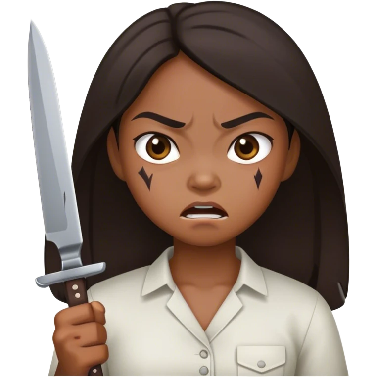 angry filipina girl holding knife emoji