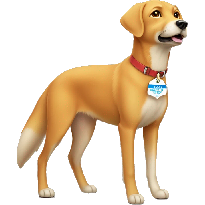 Red fox lab dog with name tag “Oliver” emoji